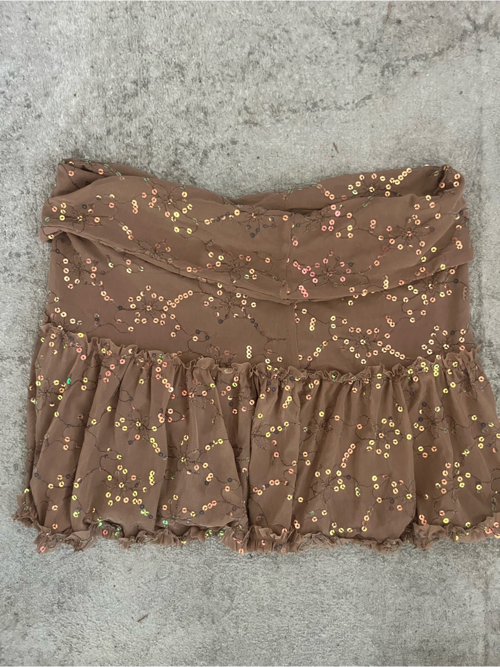 Urban Outfitters Brown Sequin Strapless Ruffle skirt or top